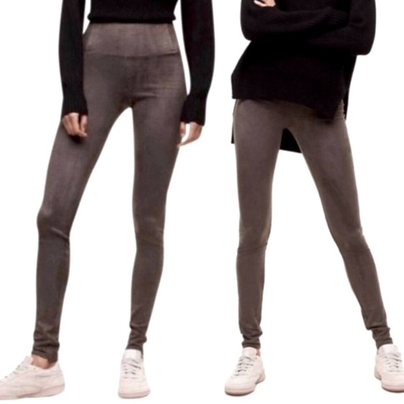 Aritzia Wilfred Free Daria faux vegan suede high waisted pull on leggings medium - Picture 1 of 6
